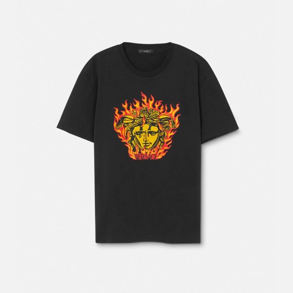 Brand new Versaceembroided tee shirt size L M Black